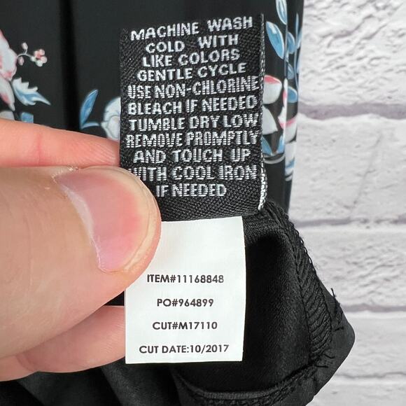 TORRID Womens 16 Black Floral Print Chiffon Tie Neck Flutter Sleeve Skater Dress - Picture 12 of 15